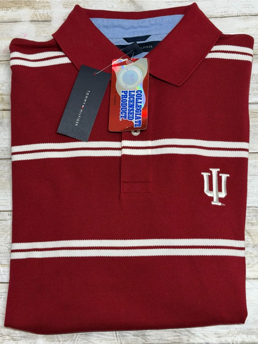 Tommy Hilfiger IU Men's Red Stripe Polo Size Lg New with Tags